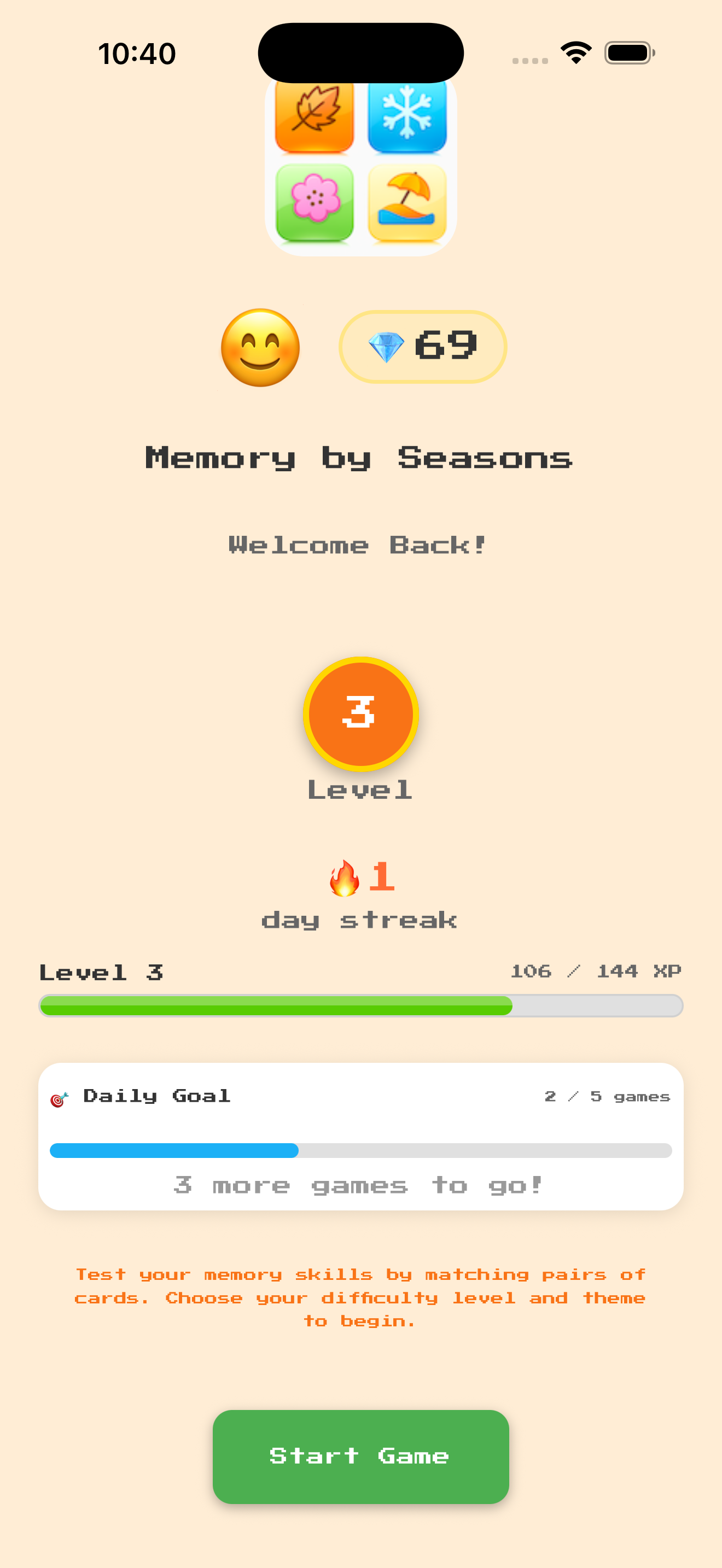 Memory by Seasons screenshot